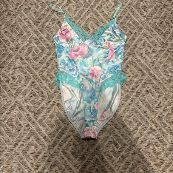 Vintage Ashley Taylor Floral Satin Teddy – Size Large – Made in USA - Picture 1 of 3